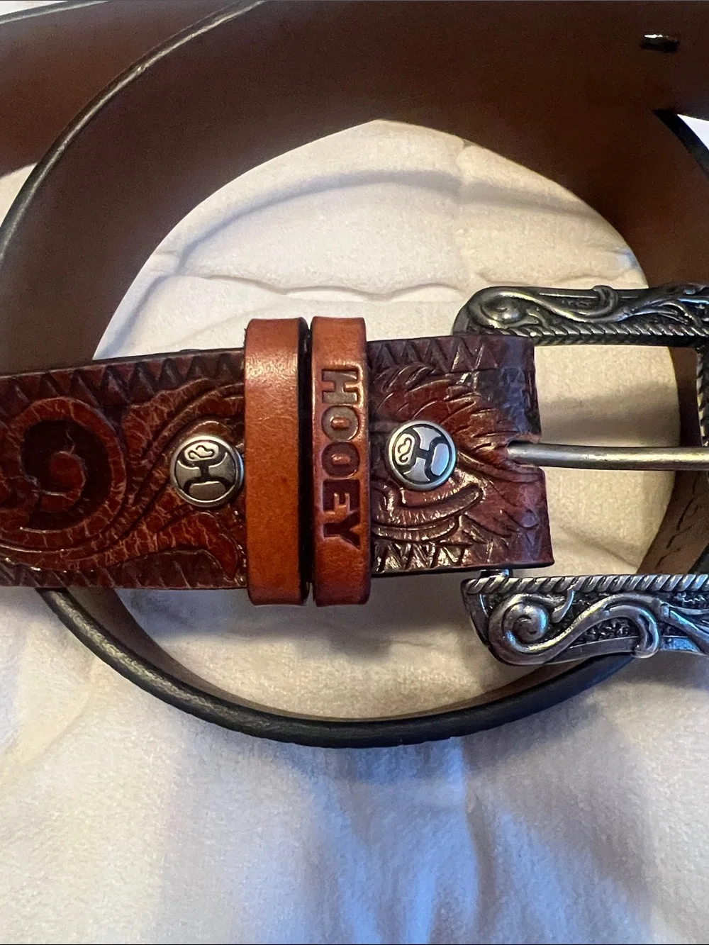 HOOEY leather tooled belt XL